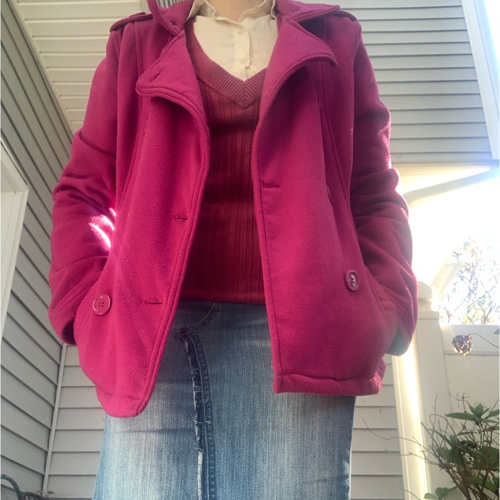 Raspberry Pea Jacket with Fleece Hood